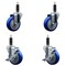 Service Caster 4'' Blue Poly Wheel Swivel 1'' Expanding Stem Caster Set 2 Brakes, 4PK SCC-EX20S414-PPUB-BLUE-2-TLB-2-1 - alternate 1